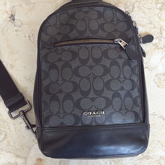 Coach West Pack In Signature Canvas Unisex Backpack Leather Monogram - Picture 5 of 15